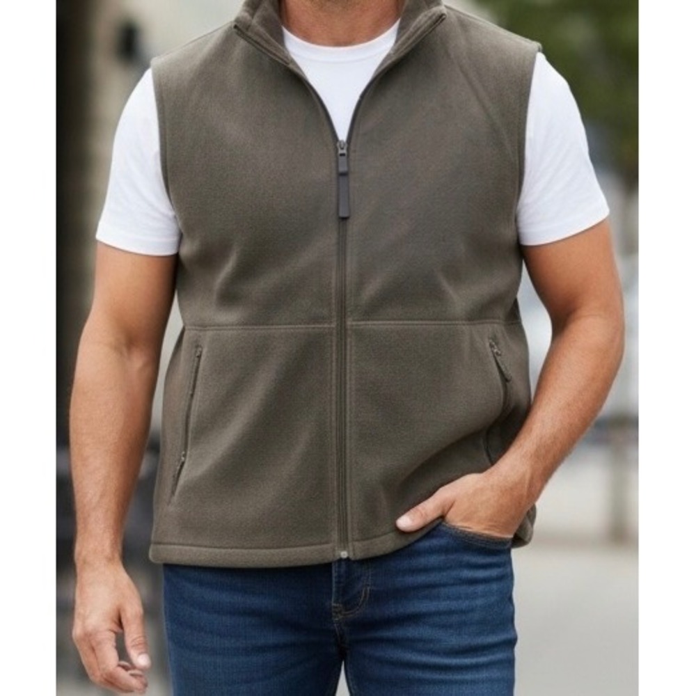 Columbia Steens Mountain light brown Fleece Vest Mens XXL  Full Zip Sleeveless